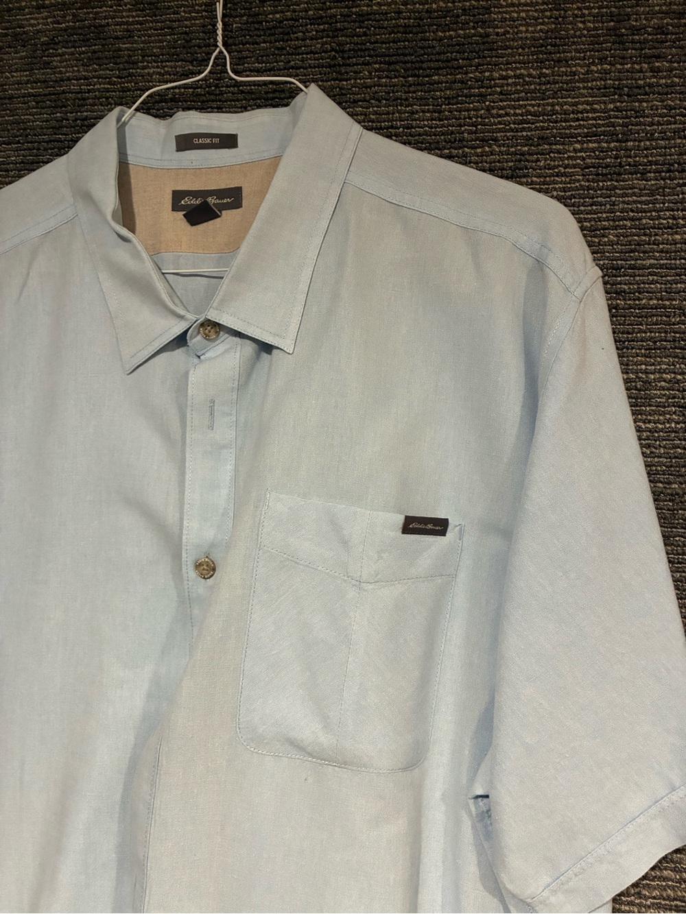 Eddie Bauer Light Blue Short Sleeve Button-Up Shirt with Chest Pocket